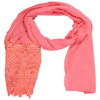 Designer Half Net Stole- Peach